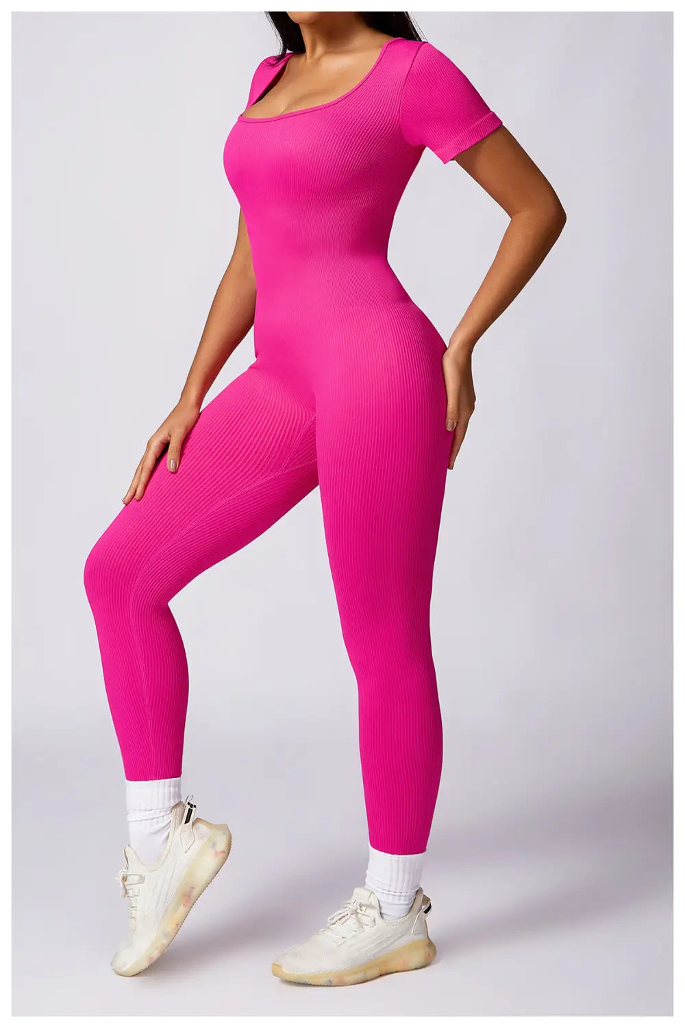 Women’s Tight Seamless Back One-piece High-strength Thread Short-sleeved Fitness Sports Jumpsuit
