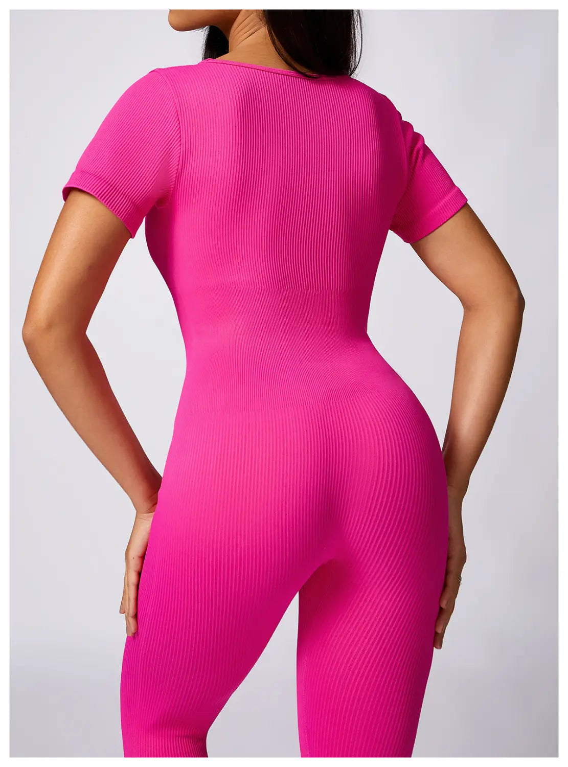 Women’s Tight Seamless Back One-piece High-strength Thread Short-sleeved Fitness Sports Jumpsuit