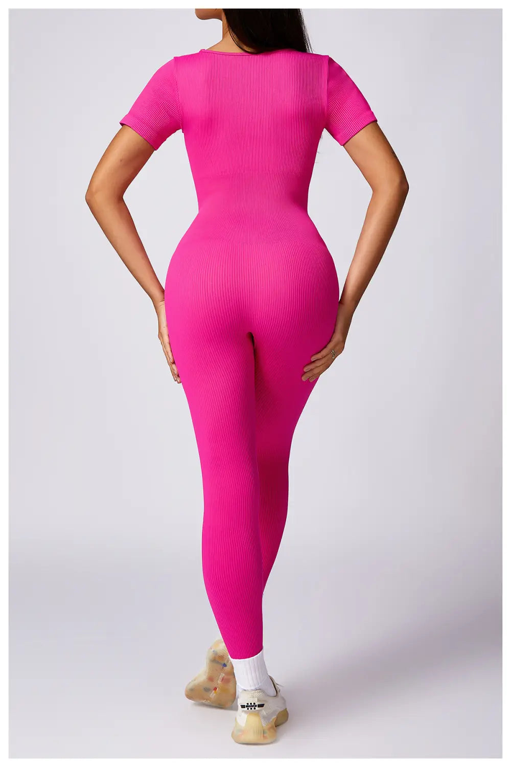 Women’s Tight Seamless Back One-piece High-strength Thread Short-sleeved Fitness Sports Jumpsuit