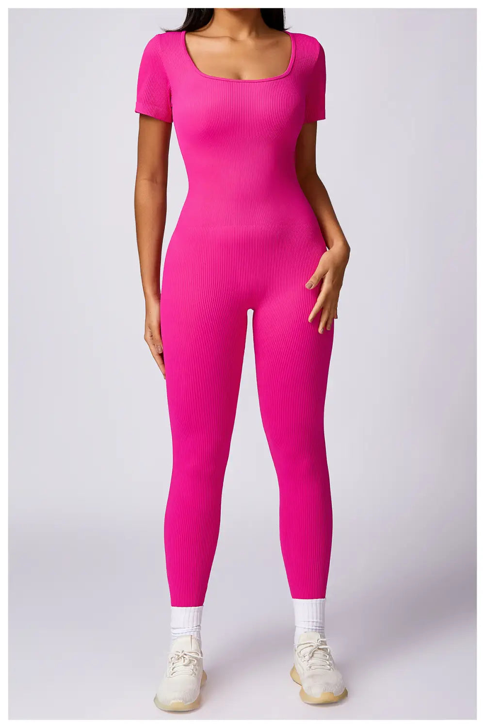 Women’s Tight Seamless Back One-piece High-strength Thread Short-sleeved Fitness Sports Jumpsuit