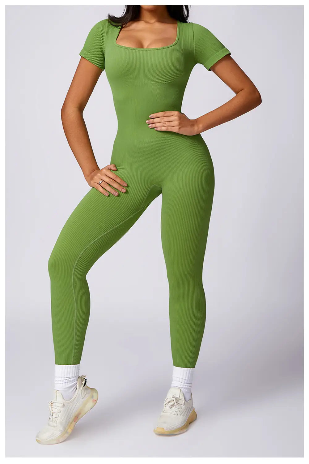 Women’s Tight Seamless Back One-piece High-strength Thread Short-sleeved Fitness Sports Jumpsuit