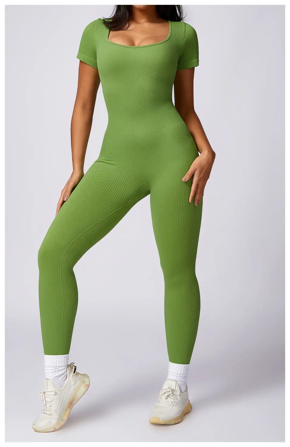 Women’s Tight Seamless Back One-piece High-strength Thread Short-sleeved Fitness Sports Jumpsuit