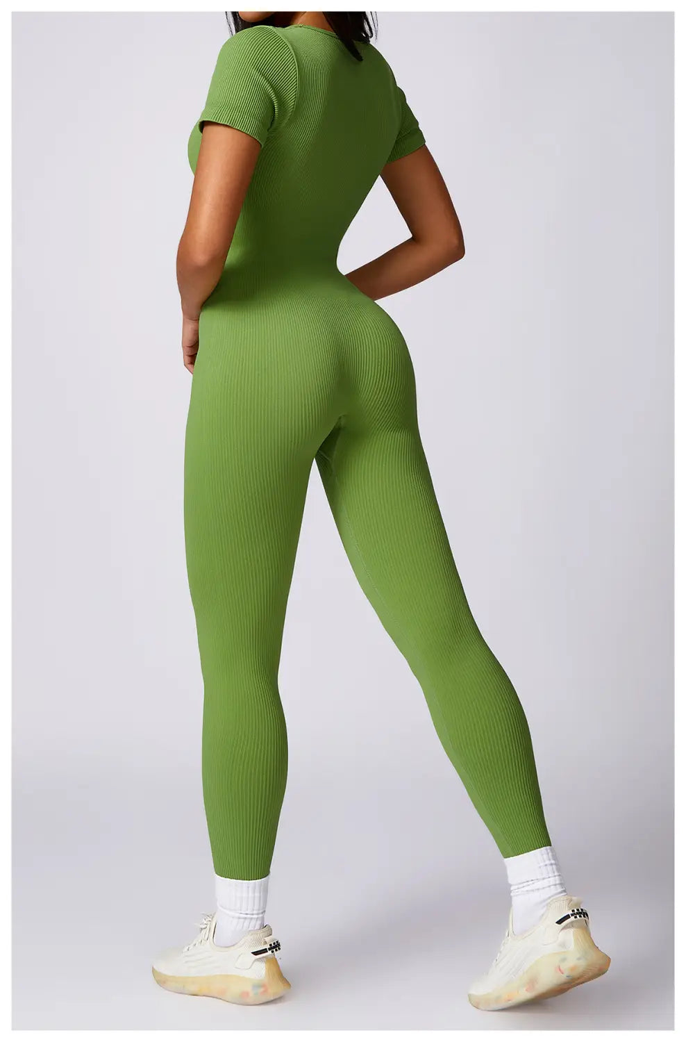 Women’s Tight Seamless Back One-piece High-strength Thread Short-sleeved Fitness Sports Jumpsuit