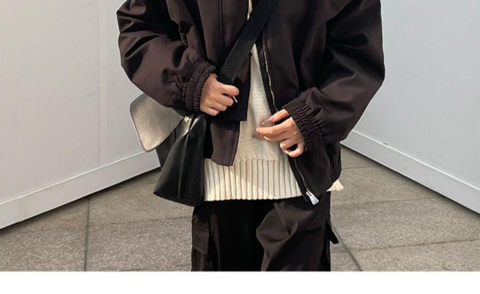 Brown Lapel Jacket Coat For Women