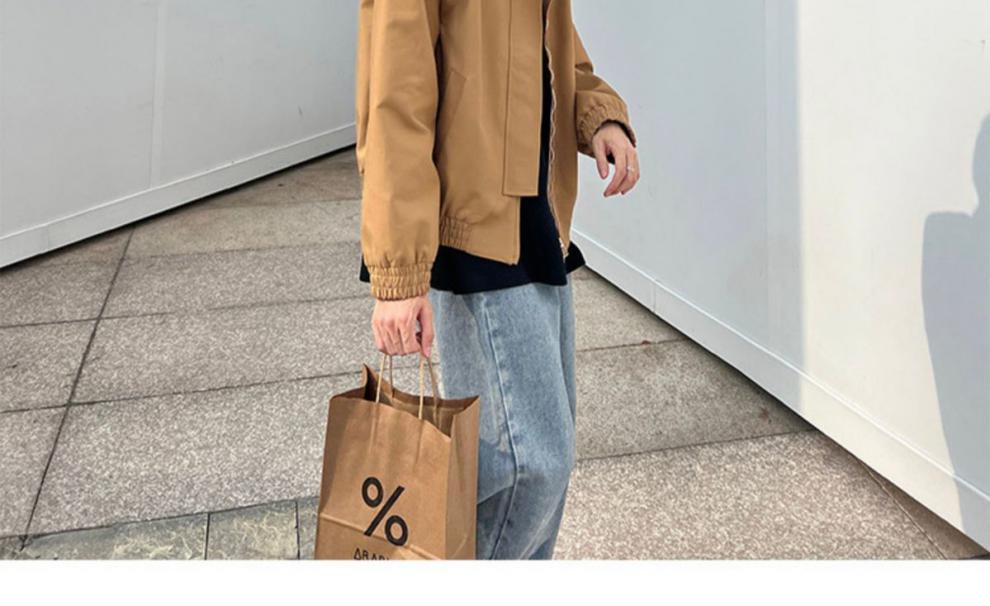 Brown Lapel Jacket Coat For Women