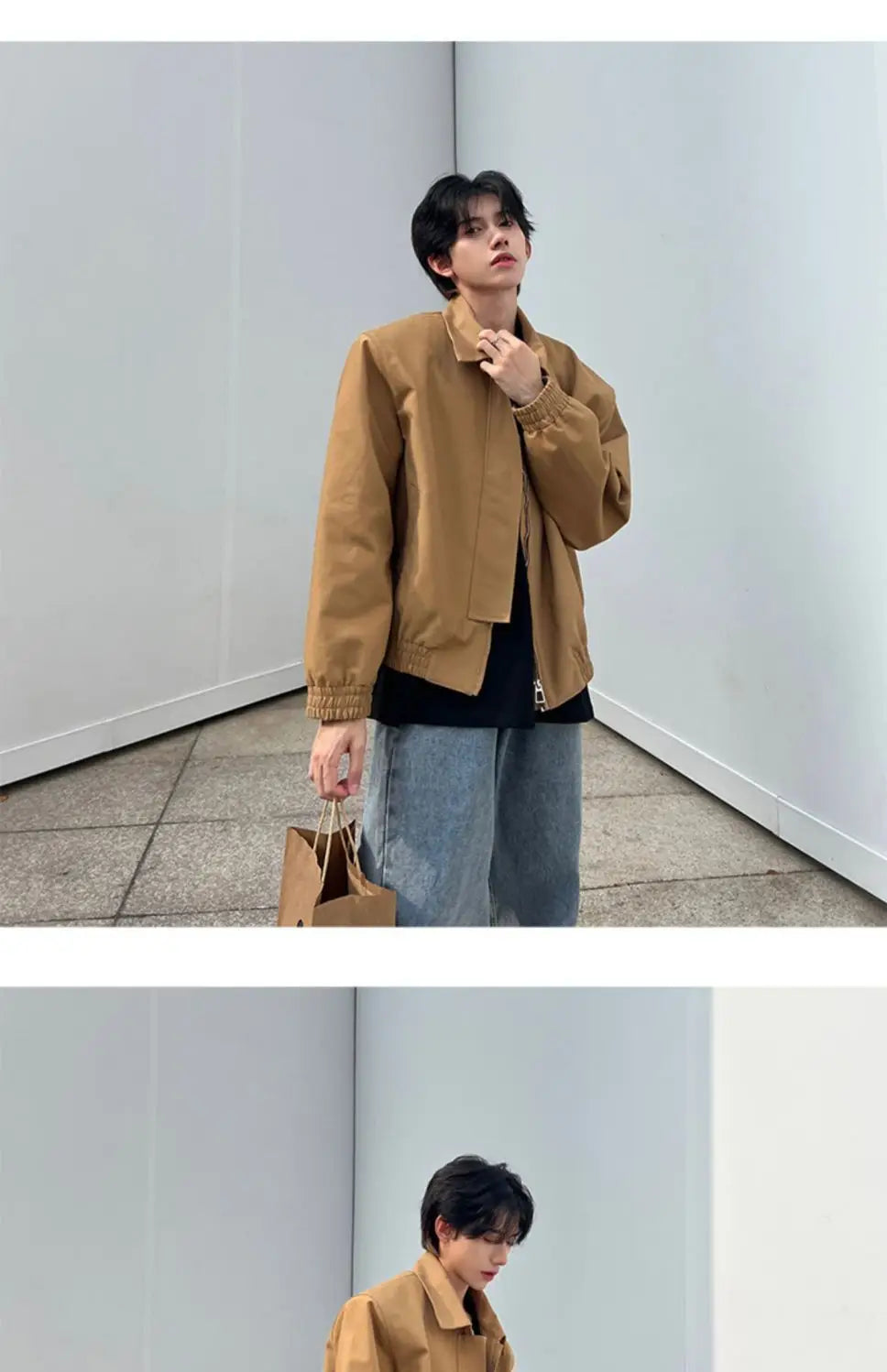 Brown Lapel Jacket Coat For Women