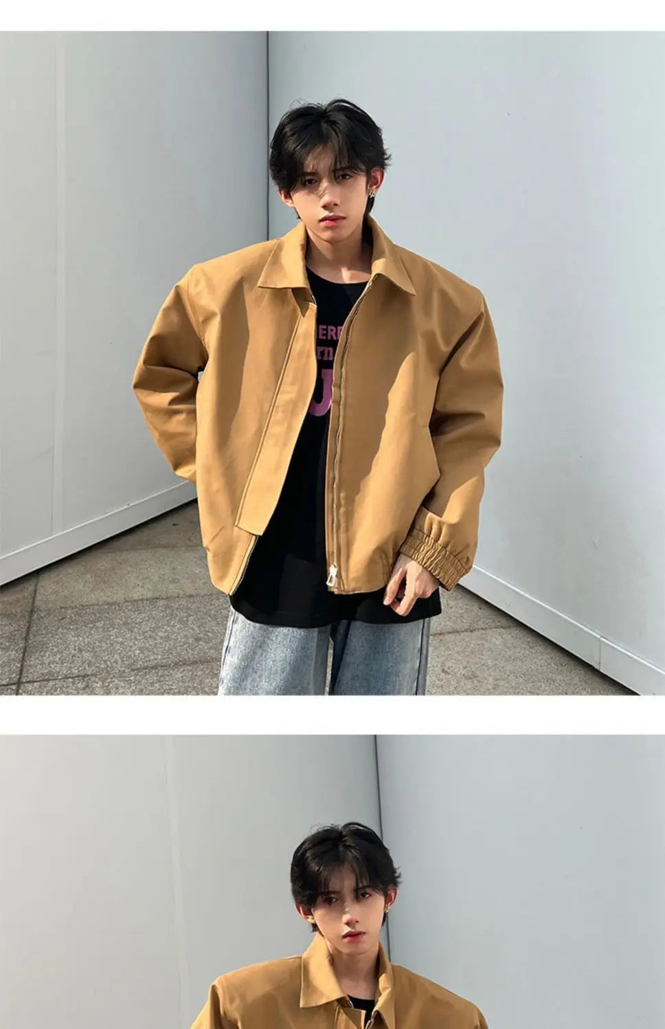 Brown Lapel Jacket Coat For Women