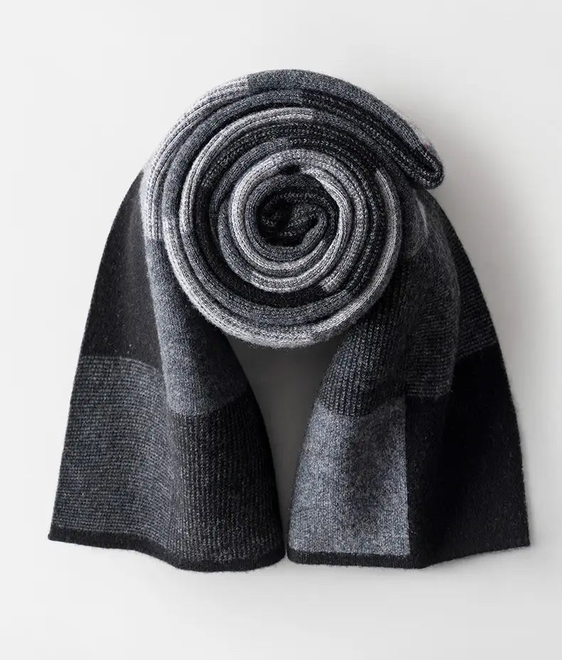 Wool Scarf Men’s Winter Plaid Double-sided Scarf