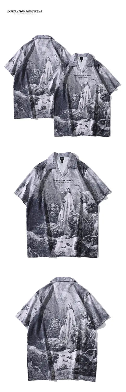 Japanese Short-sleeved Men’s Retro Ruan Shuai Seaside Flower Shirt