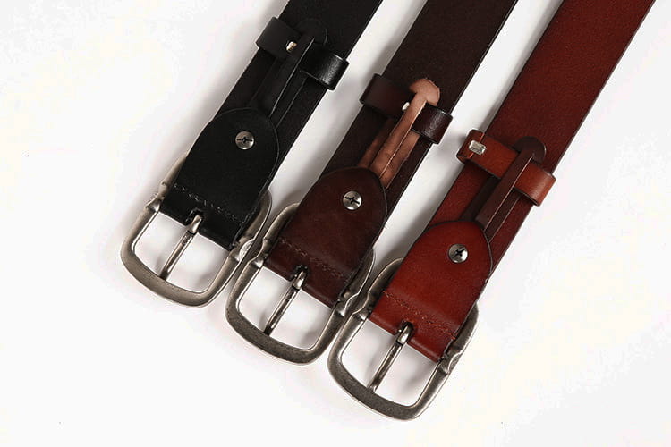 First Layer Cowhide Niche Pagoda Decorative Rivets Street Punk Belt