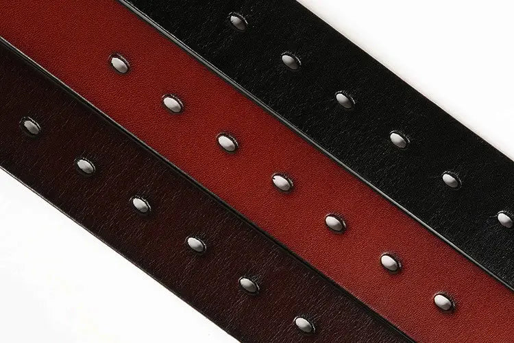 First Layer Cowhide Niche Pagoda Decorative Rivets Street Punk Belt