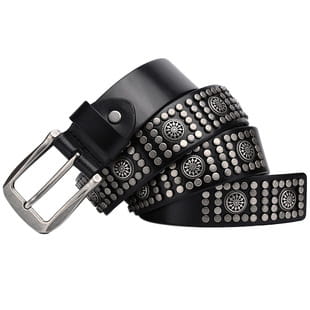 First Layer Cowhide Niche Pagoda Decorative Rivets Street Punk Belt