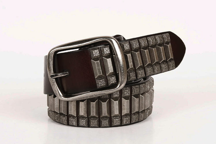 First Layer Cowhide Niche Pagoda Decorative Rivets Street Punk Belt