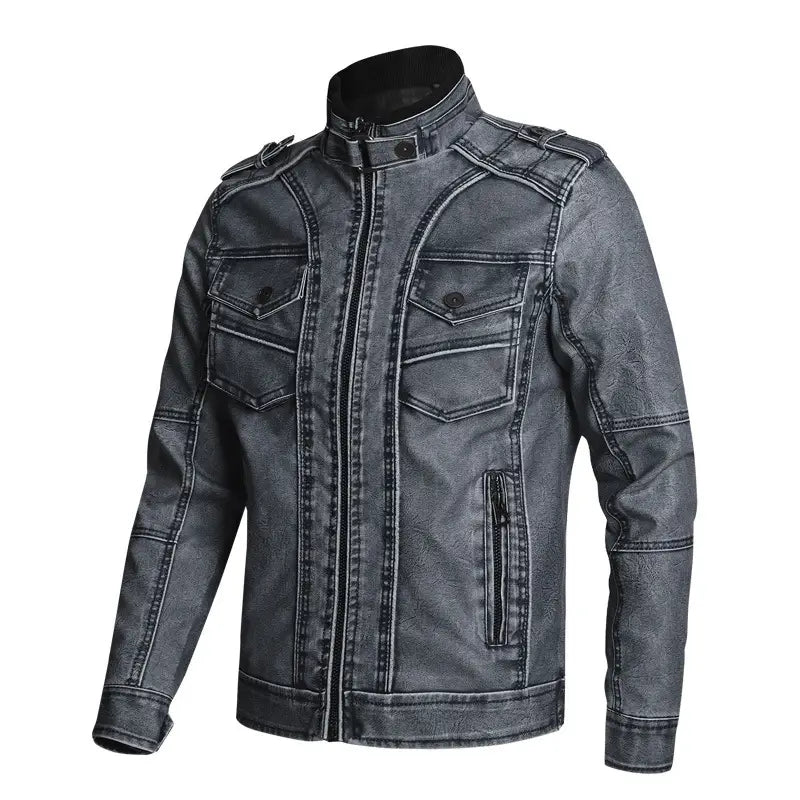 Thick PU Leather Coat Men’s Fashion Casual