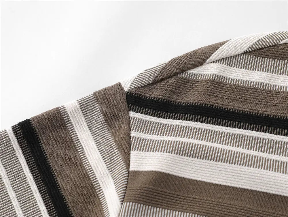 Retro Loose Striped Short-sleeved Polo Shirt For Men
