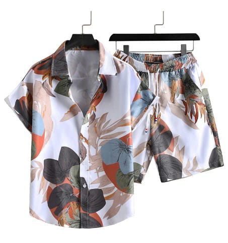Men’s Casual Suit 3D Digital Printing Short Sleeve Shirt Hawaii Suit