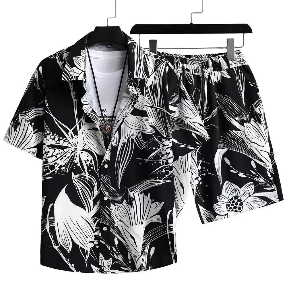 Men’s Casual Suit 3D Digital Printing Short Sleeve Shirt Hawaii Suit