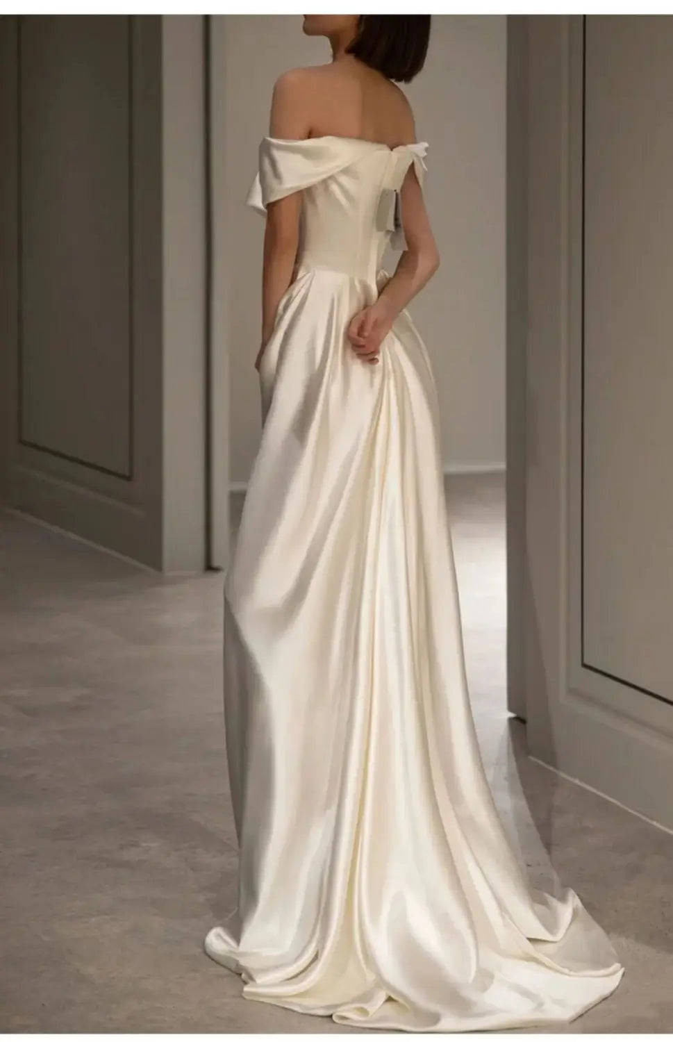 French White Off-shoulder Light Wedding Dress