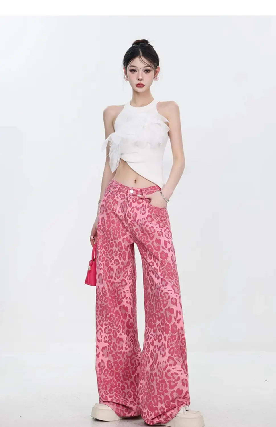 Leopard Jeans Women’s Thin Straight Loose Trousers