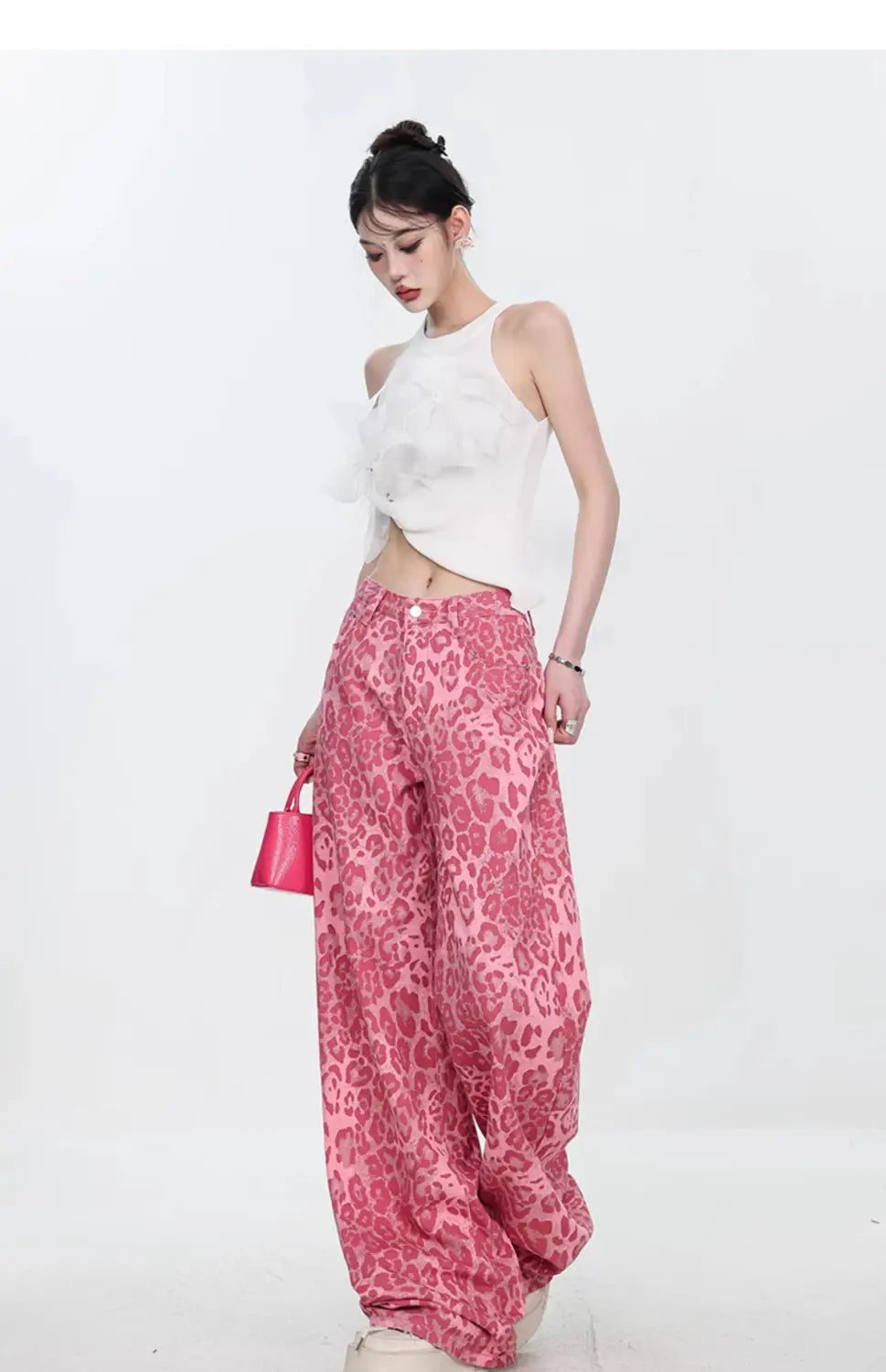 Leopard Jeans Women’s Thin Straight Loose Trousers