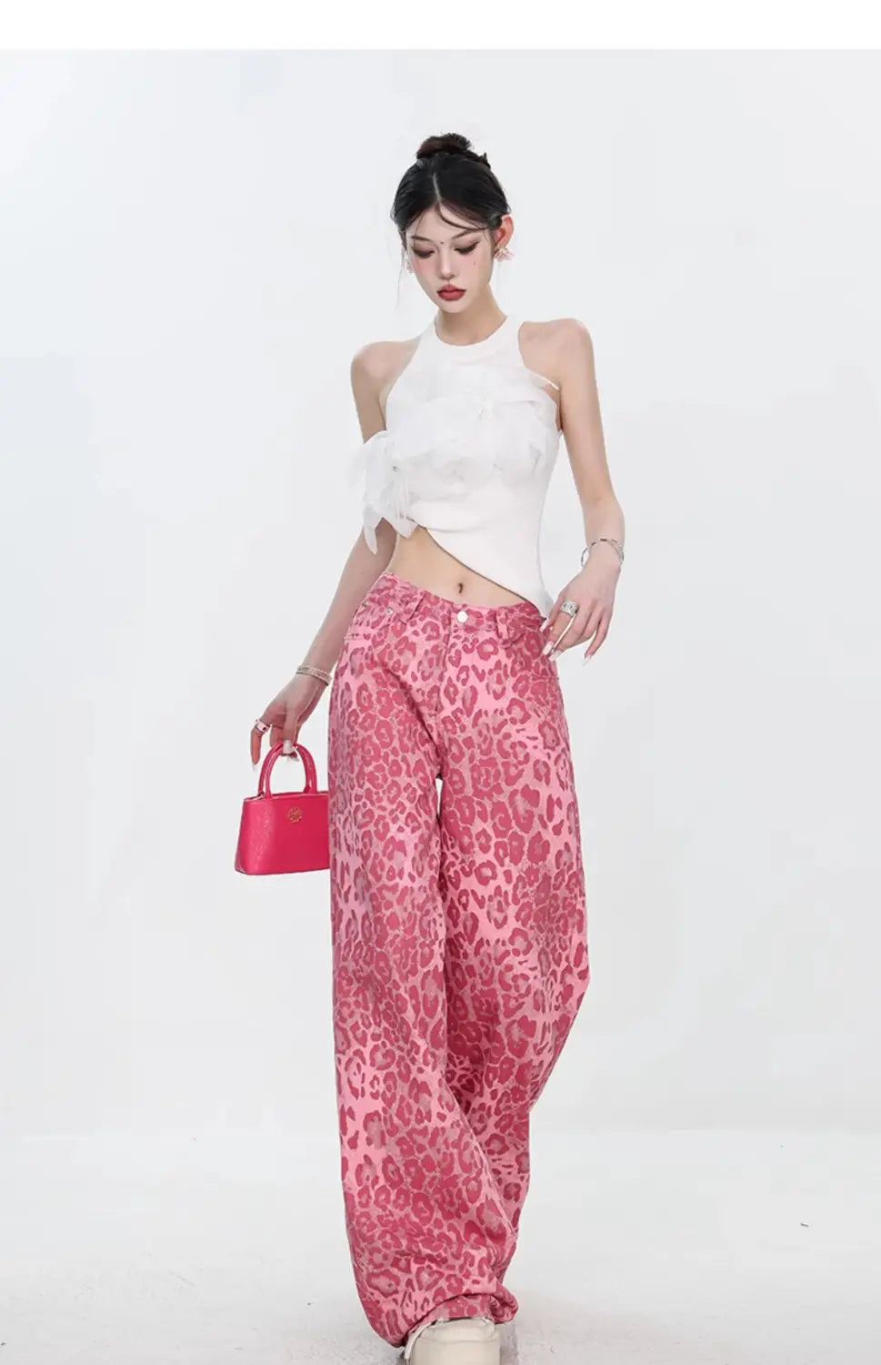 Leopard Jeans Women’s Thin Straight Loose Trousers