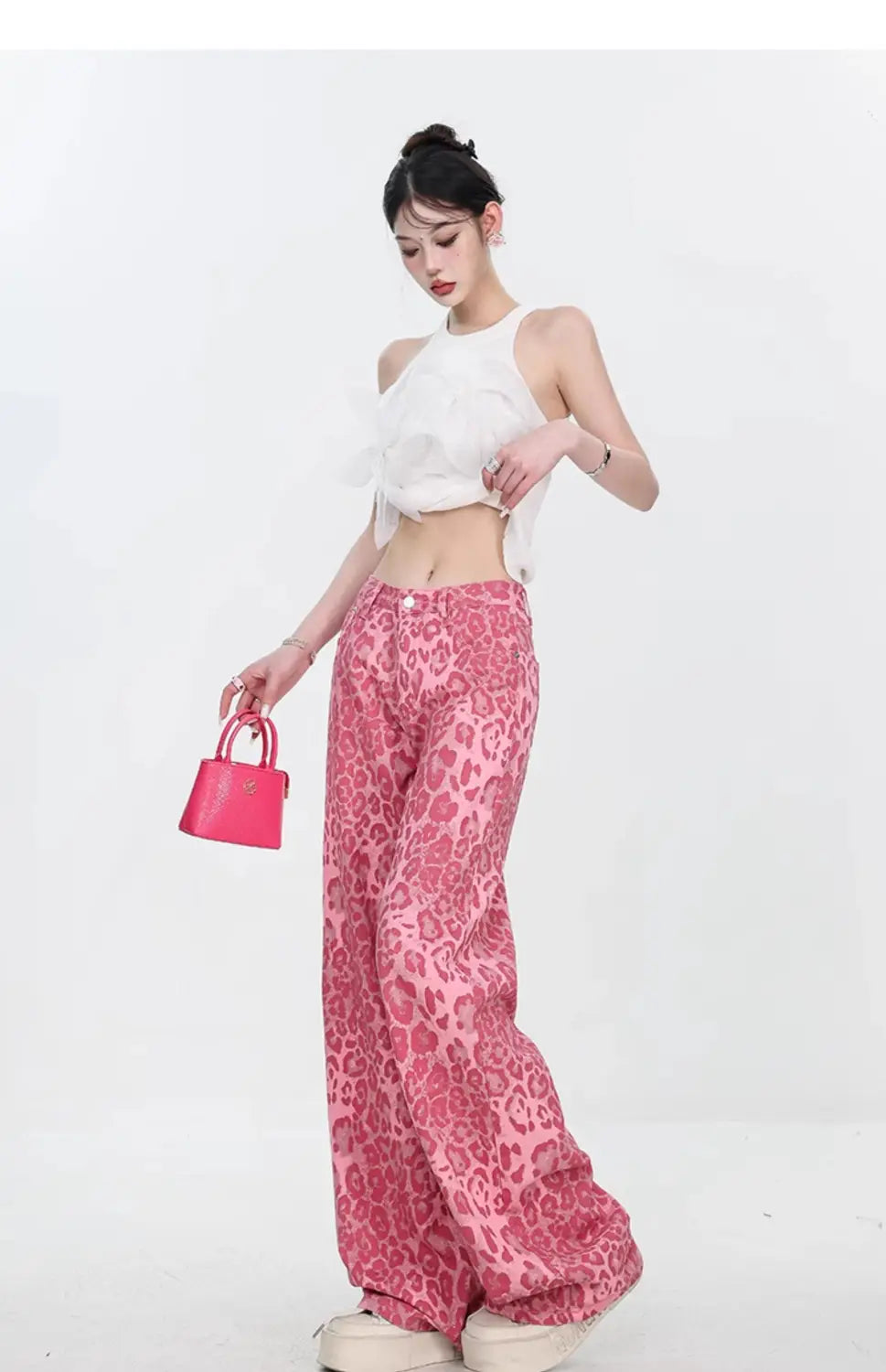 Leopard Jeans Women’s Thin Straight Loose Trousers