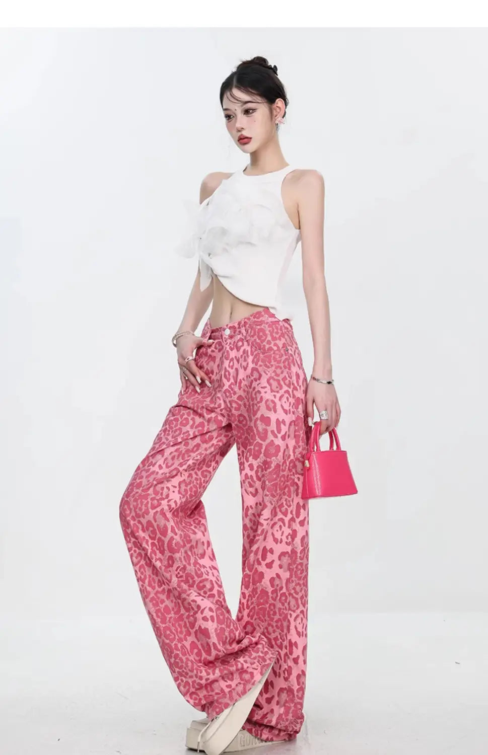 Leopard Jeans Women’s Thin Straight Loose Trousers