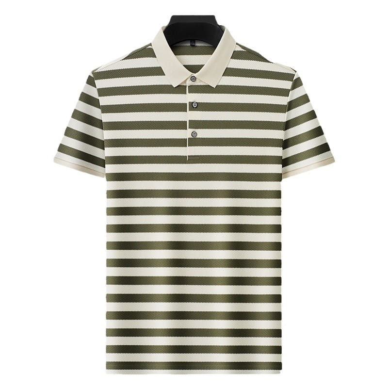 Pineapple Texture Striped Short Sleeve Cotton T-shirt Trendy Youth Half Casual Top Polo Shirt
