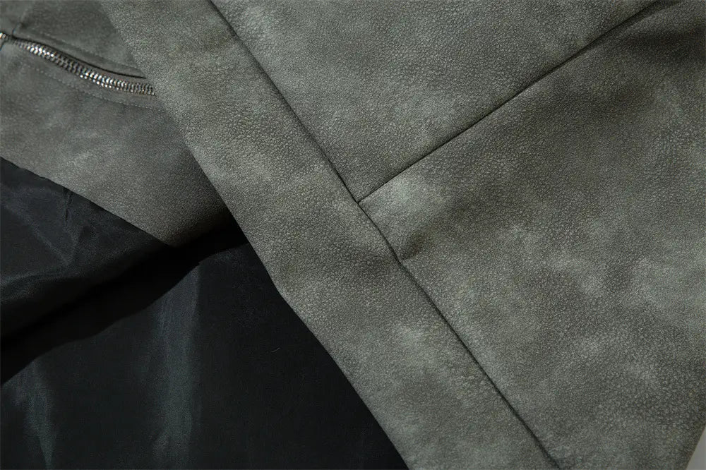 Men’s Cross Print Loose Leather Jacket