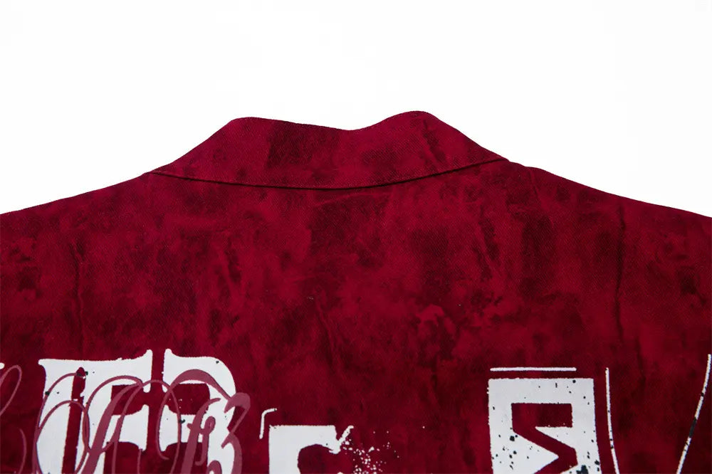 Letter Print Loose Stand-up Collar Jacket