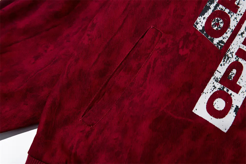 Letter Print Loose Stand-up Collar Jacket