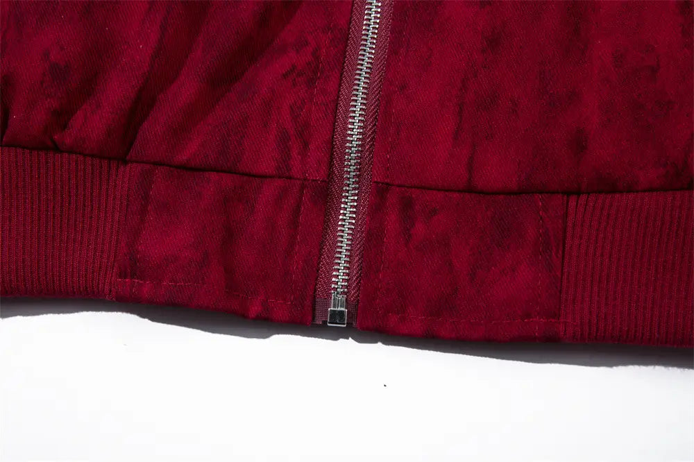 Letter Print Loose Stand-up Collar Jacket