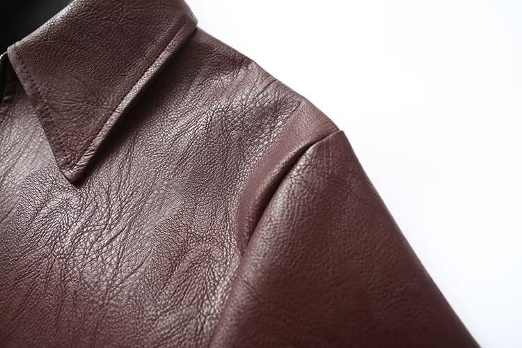 Solid Color Square Collar Leather Jacket Coat