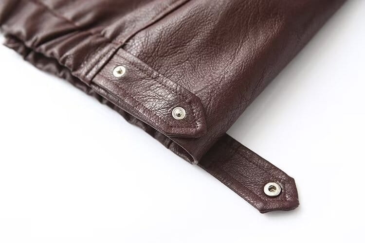 Solid Color Square Collar Leather Jacket Coat