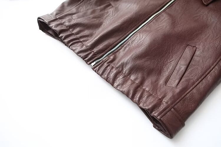 Solid Color Square Collar Leather Jacket Coat