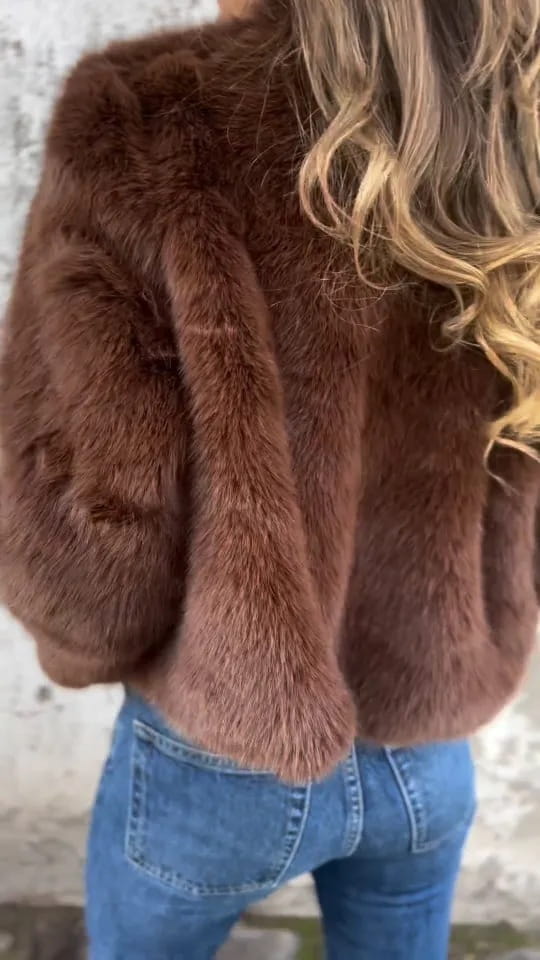 Fashion Stand Collar Plush Jacket Winter Casual Turtleneck Zipper Coat Fleece Tops Women’s Clothing