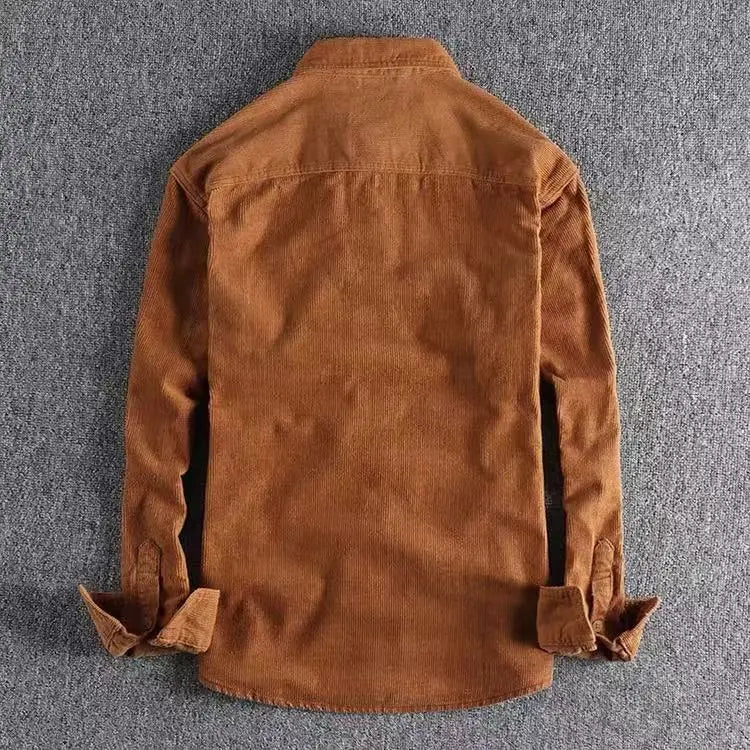 Retro Washed Corduroy Long-sleeved Shirt For Men