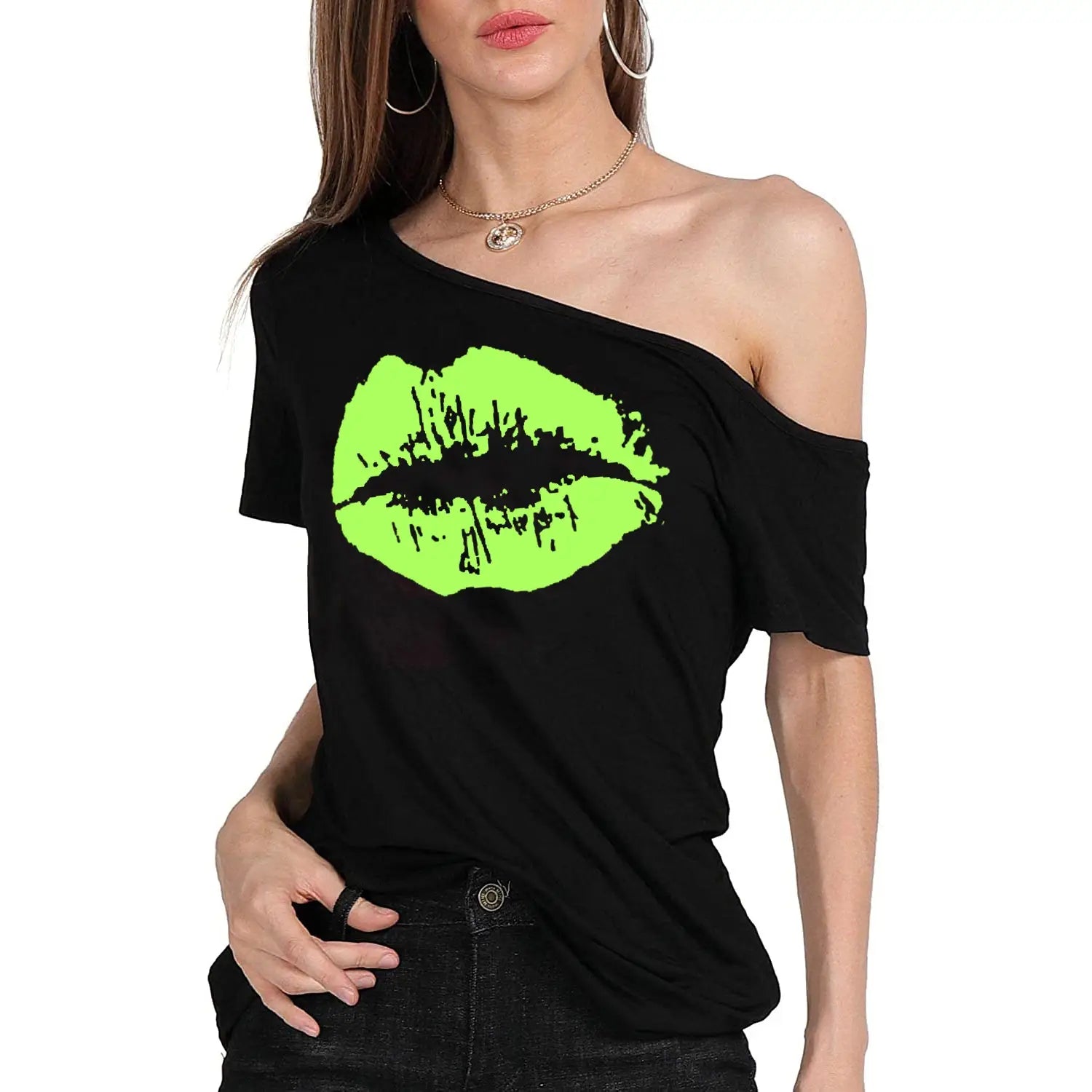 Women’s Loose Shoulder Versatile Printed T-shirt