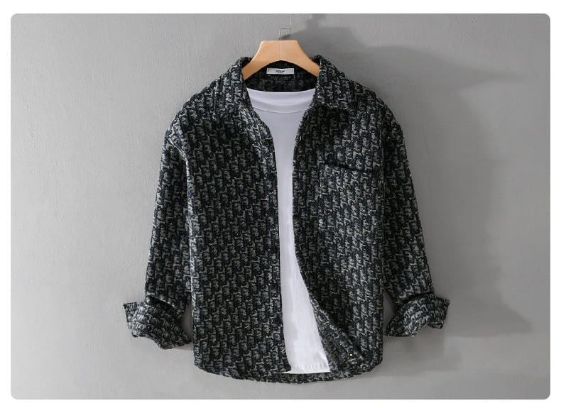Men’s Brushed Thickened Long-sleeved Casual Loose Shirt Jacket
