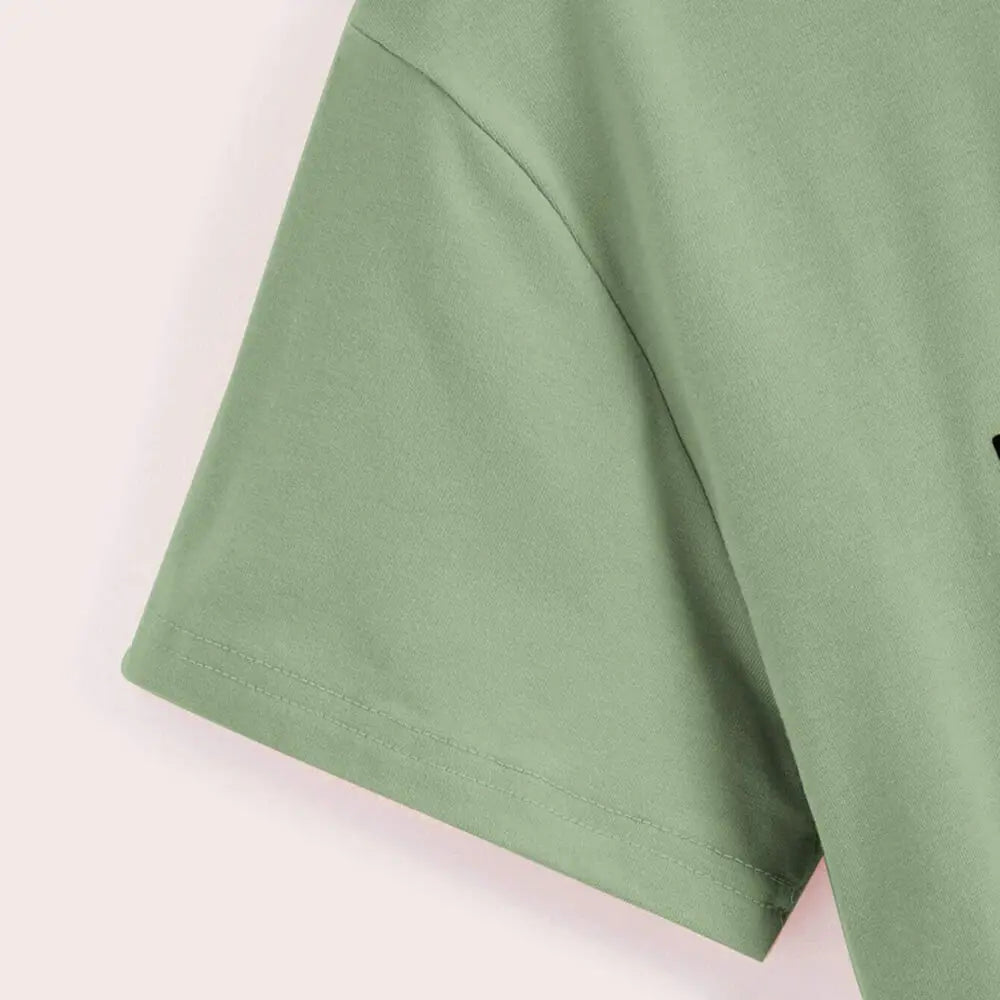 Letter Puppy Printed Short-sleeved Top