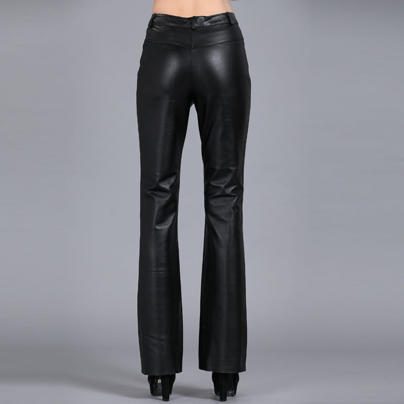 Black Sheepskin Women’s Trousers High-End Fashion Online