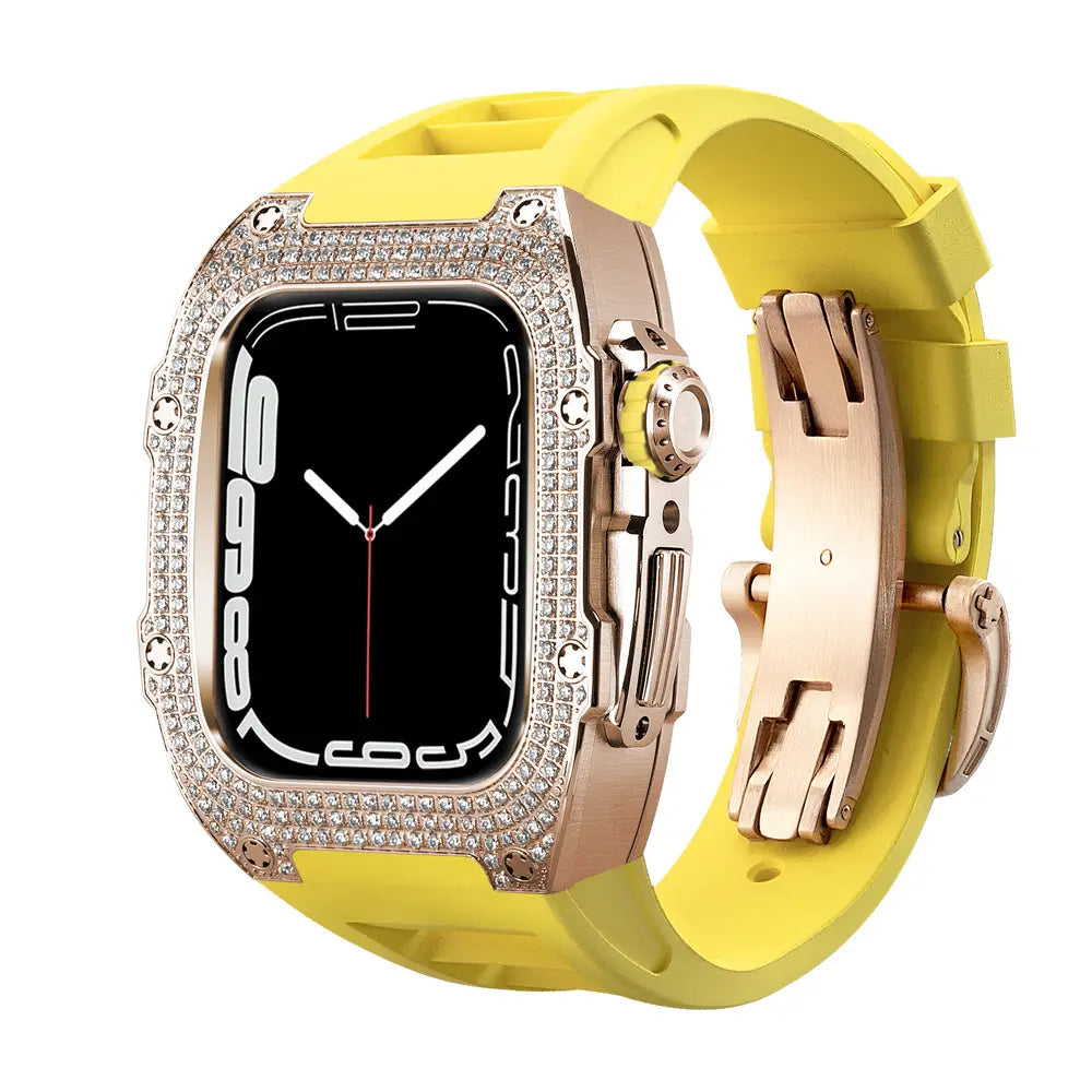 Diamond Encrusted Black Shell Silver Rose Gold Strap Collection