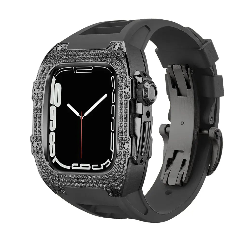 Diamond Encrusted Black Shell Silver Rose Gold Strap Collection