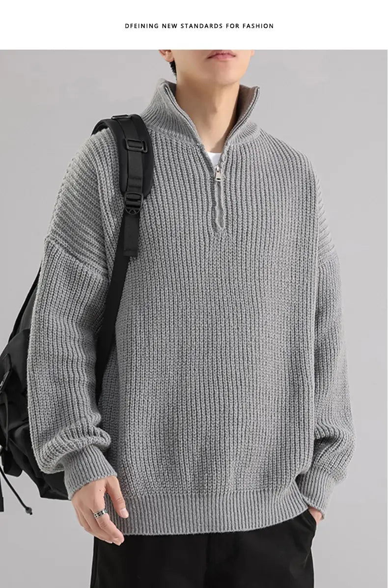 Men’s Turtleneck Half Zipper Thickening Thermal Sweater