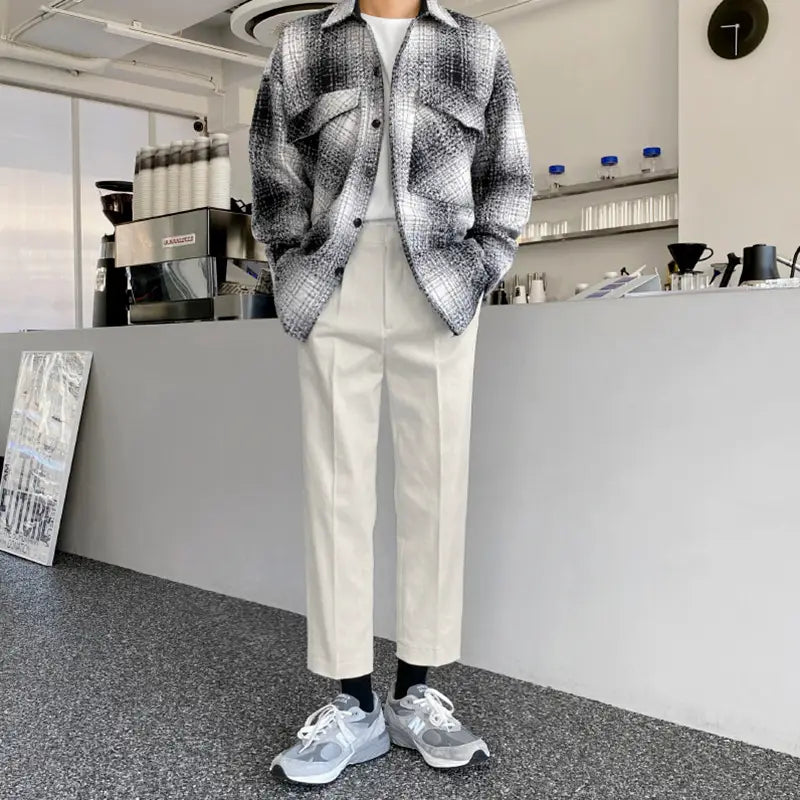Men’s Large Plaid Shirt Casual Loose Jacket