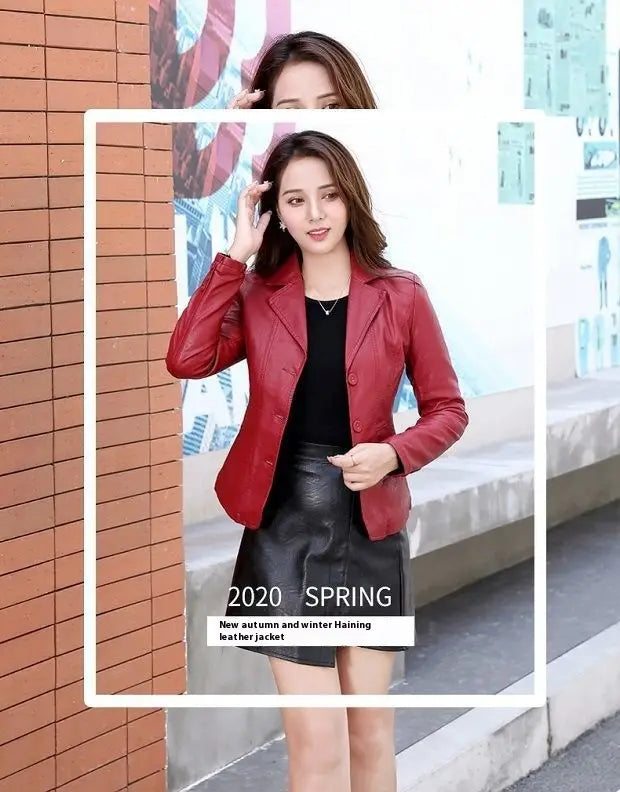 Leather Coat Women Fall Short Western Style All-matching Women