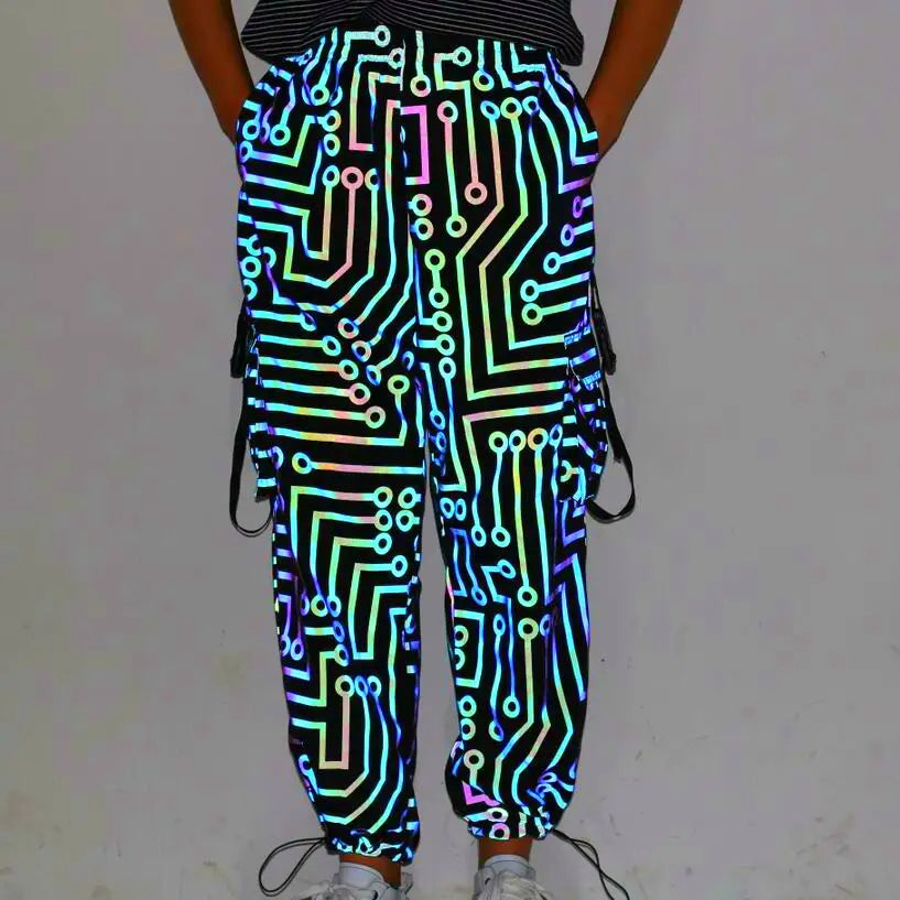 Women’s circuit pattern colorful reflective overalls
