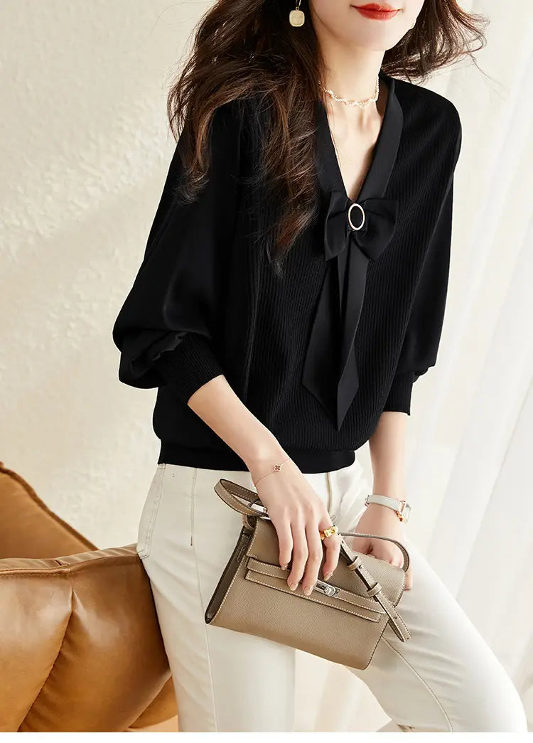 New V-neck Short Temperament Base Sweater