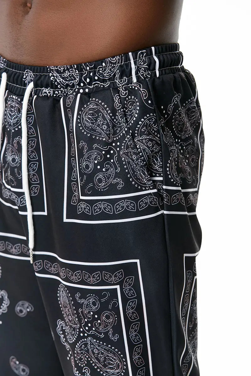 Retro Printed Jogging Pants Casual Sweatpants