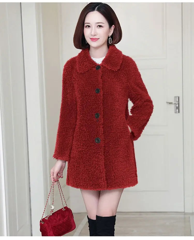 Women’s Thick Faux Cashmere Coat Mid-length